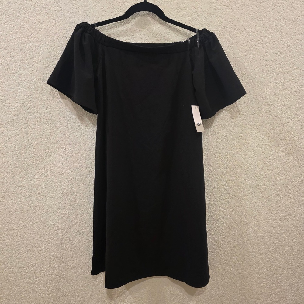 BP Nordstrom Off The Shoulder Flutter Sleeve Mini Dress Size XXS Black LBD Party